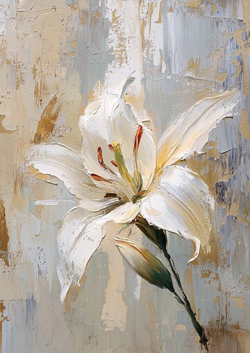 白花细绘白花油画细节2