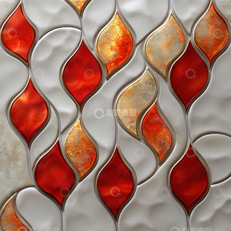 高清大图下载【趣麦麦图】红金烟雾白底图3