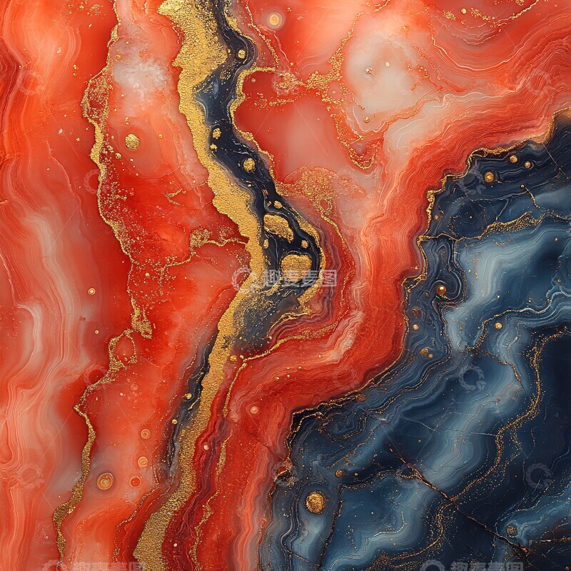高清大图下载【趣麦麦图】红金水染大理石纹