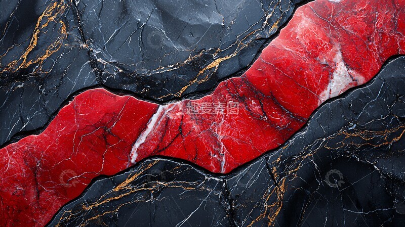 高清大图下载【趣麦麦图】黑白红纹理石墙纸1