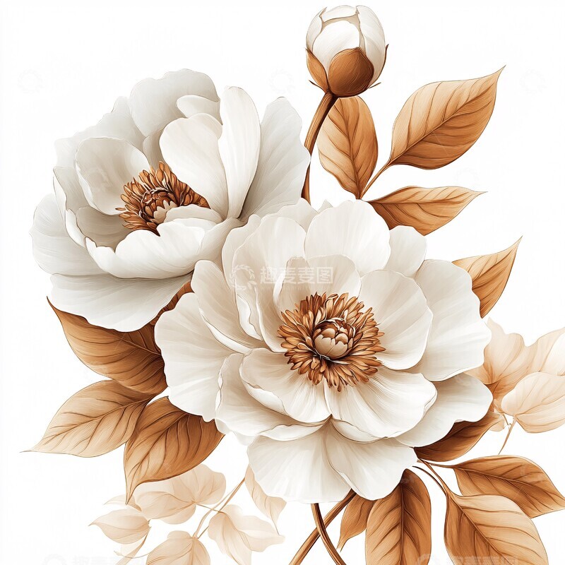 高清大图下载【趣麦麦图】白牡丹花束背景图