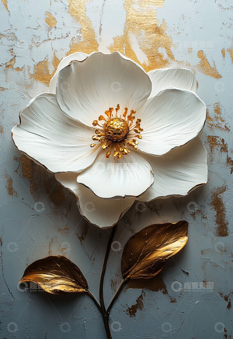 高清大图下载【趣麦麦图】白色花卉油画