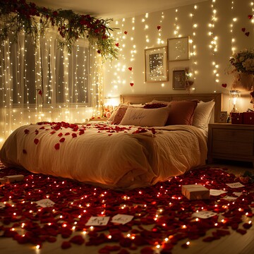 玫瑰花瓣与灯光交织3