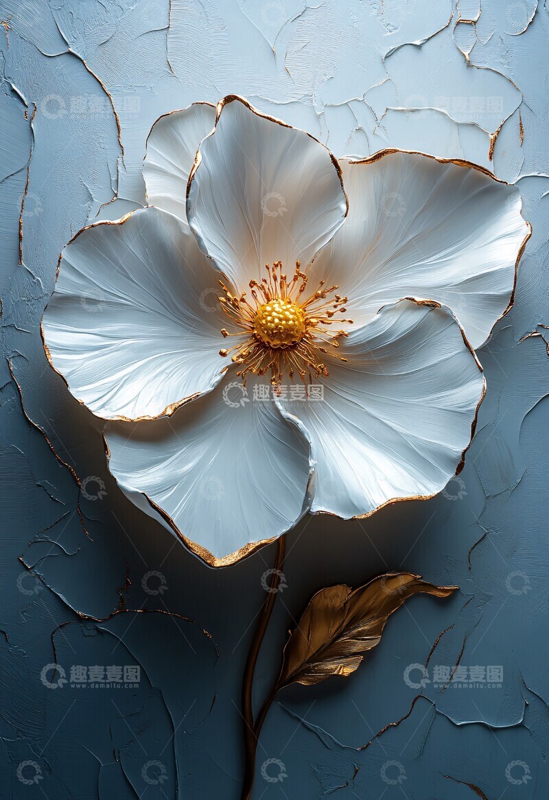 高清大图下载【趣麦麦图】白色花卉油画2