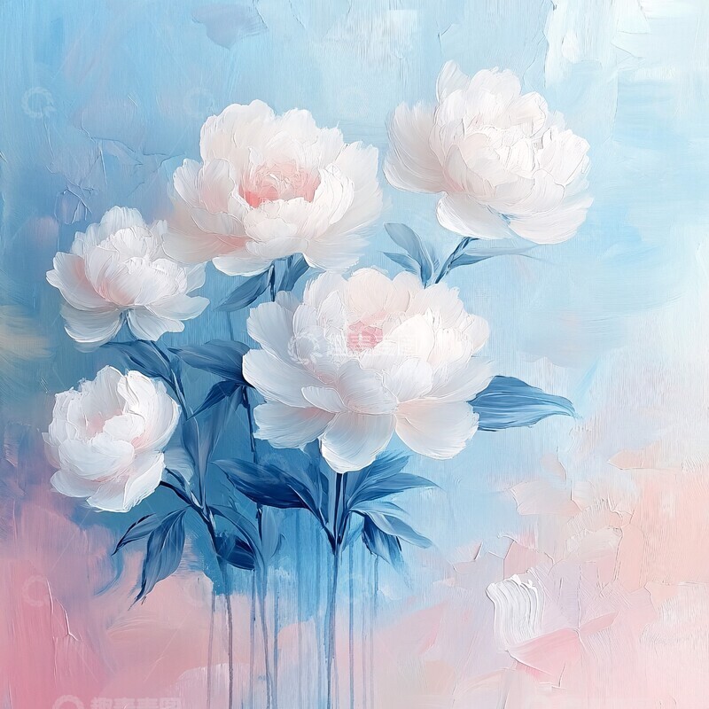 高清大图下载【趣麦麦图】白色芍药油画1