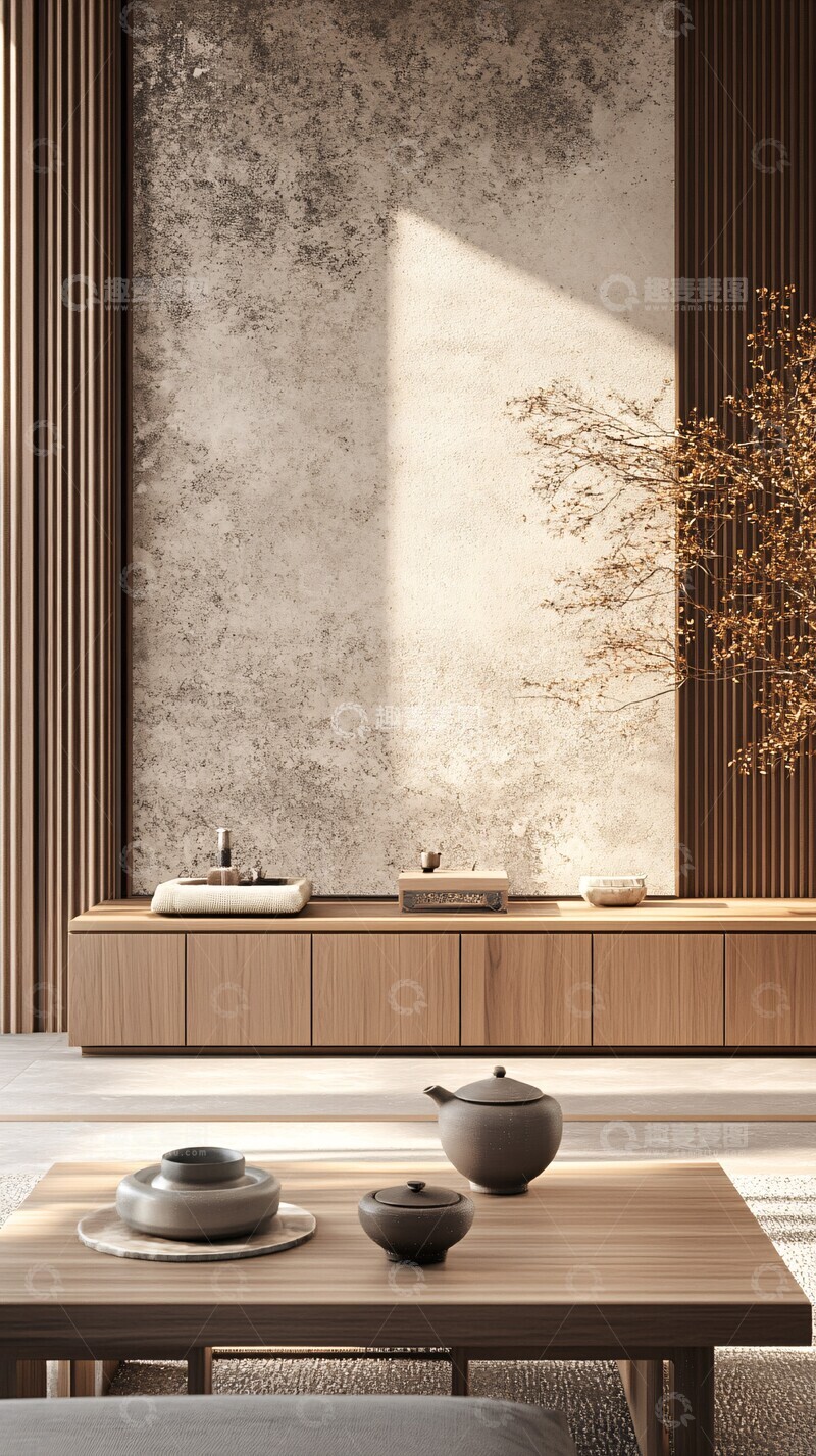 高清大图下载【趣麦麦图】-木柜与茶桌的空间1