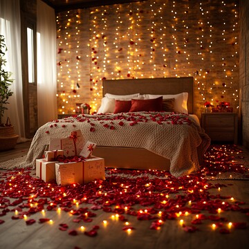 玫瑰花瓣与灯光交织1