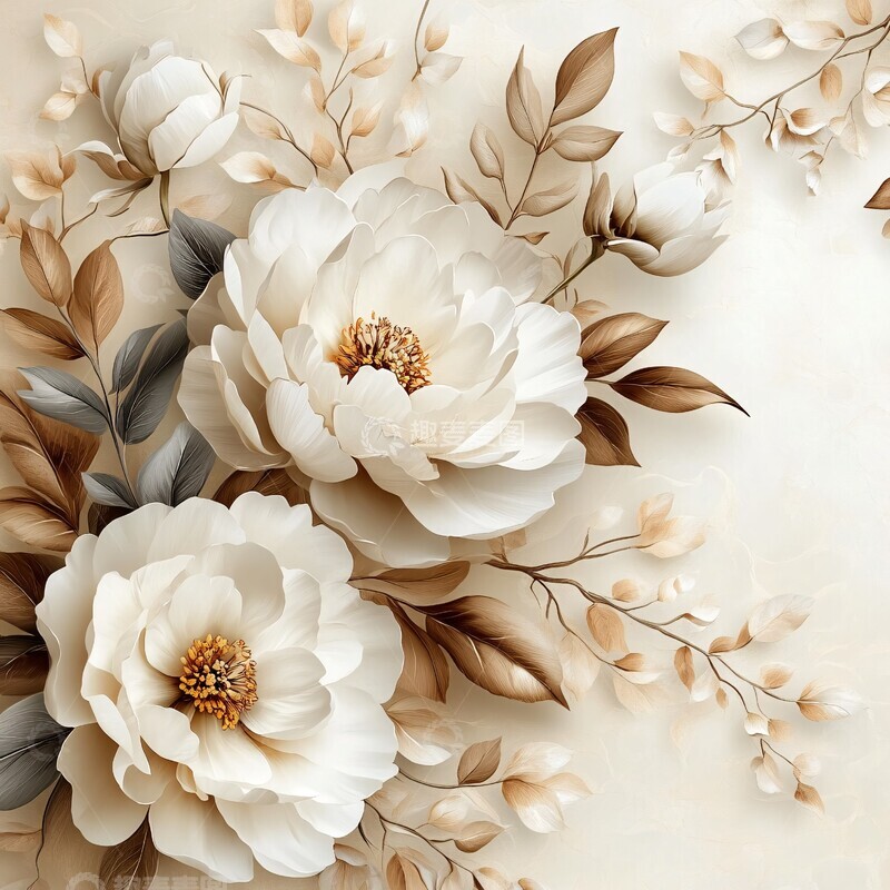高清大图下载【趣麦麦图】白牡丹花束背景图2