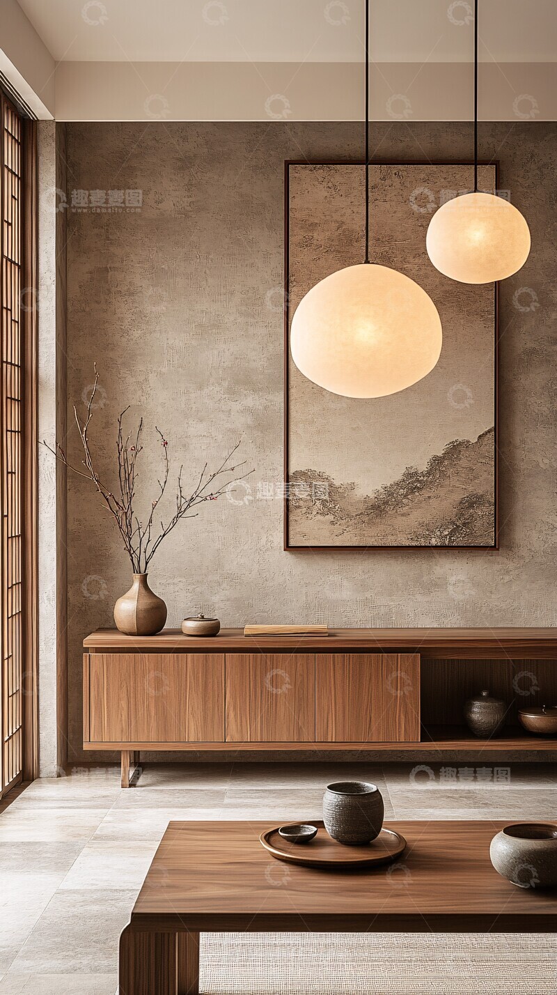 高清大图下载【趣麦麦图】-木柜与茶桌的空间