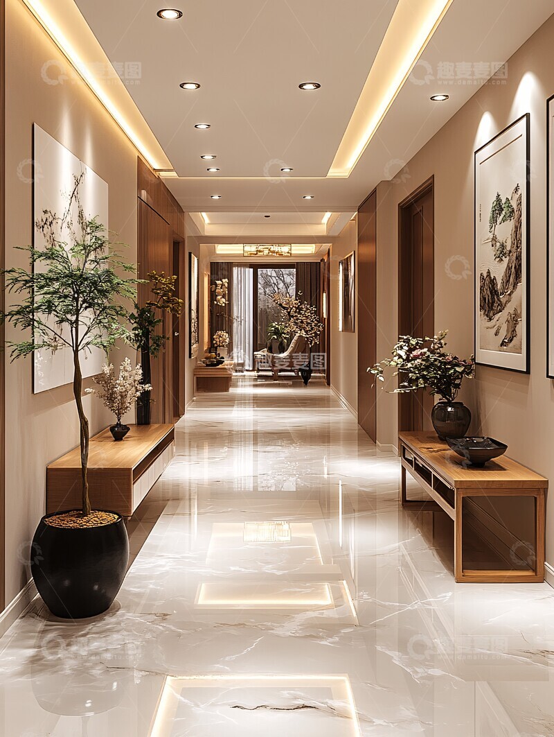 高清大图下载【趣麦麦图】中式走廊装饰设计1