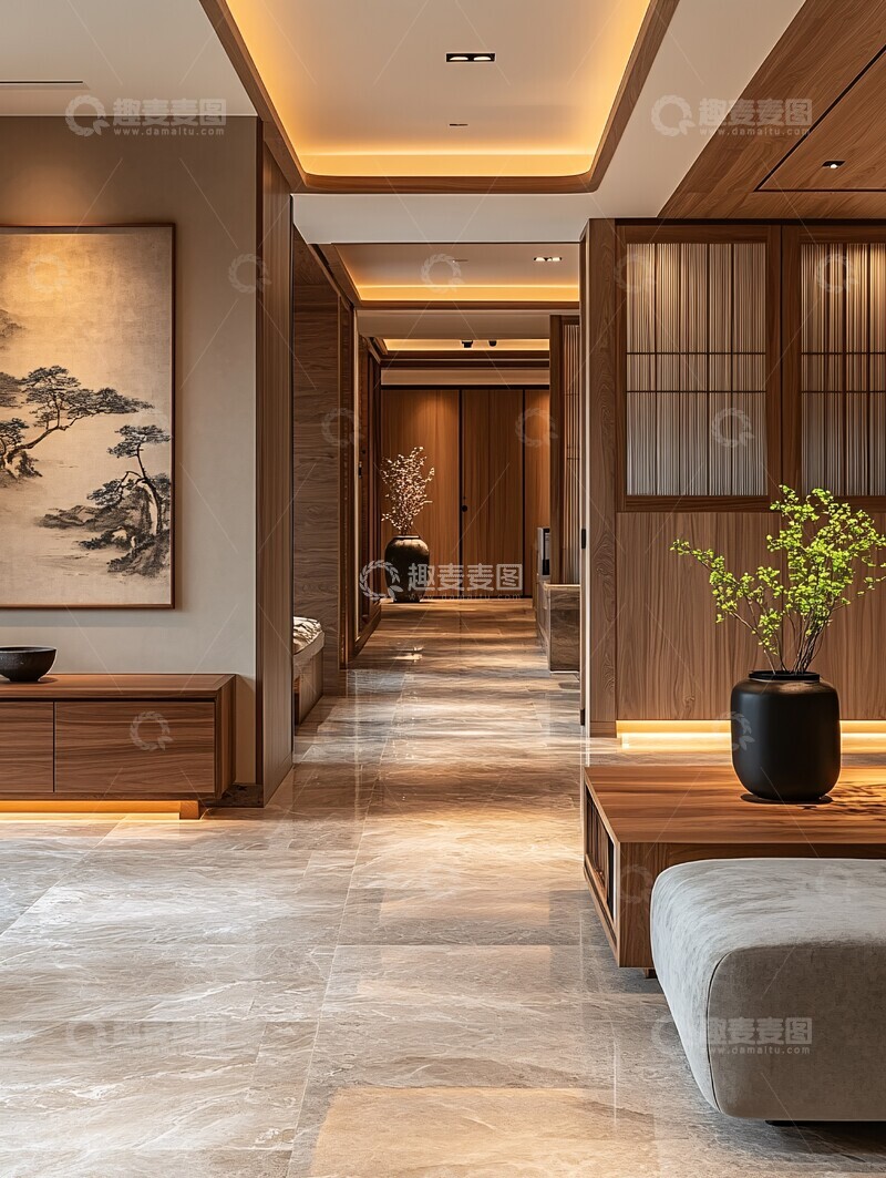 高清大图下载【趣麦麦图】中式走廊装饰设计2