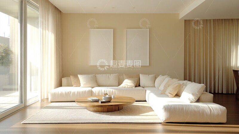 高清大图下载【趣麦麦图】浅色墙面简约客厅1