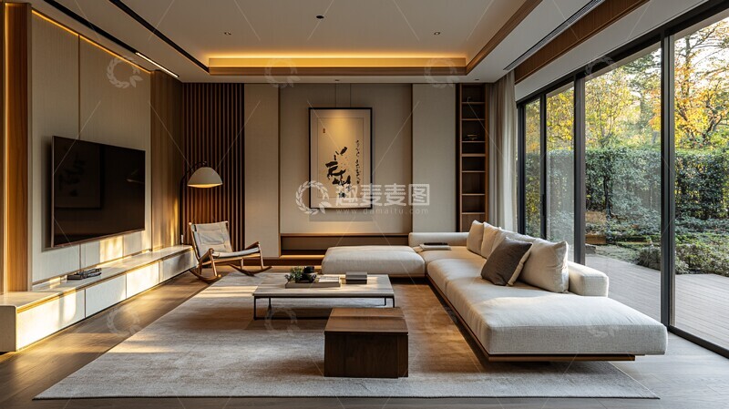 高清大图下载【趣麦麦图】日式简约客厅设计1