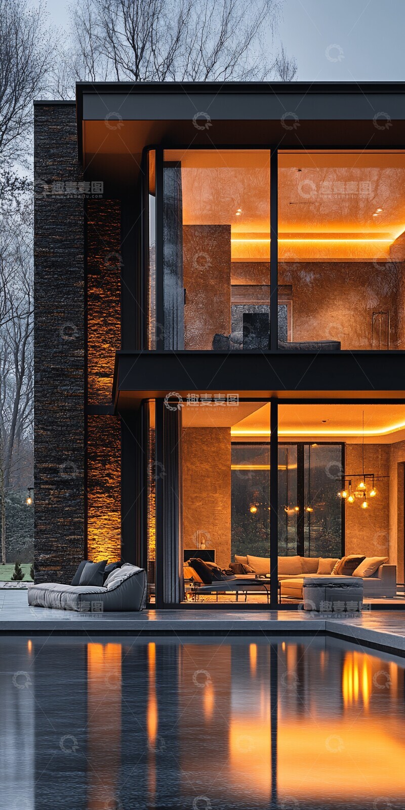 高清大图下载【趣麦麦图】暗色调室内灯光设计2