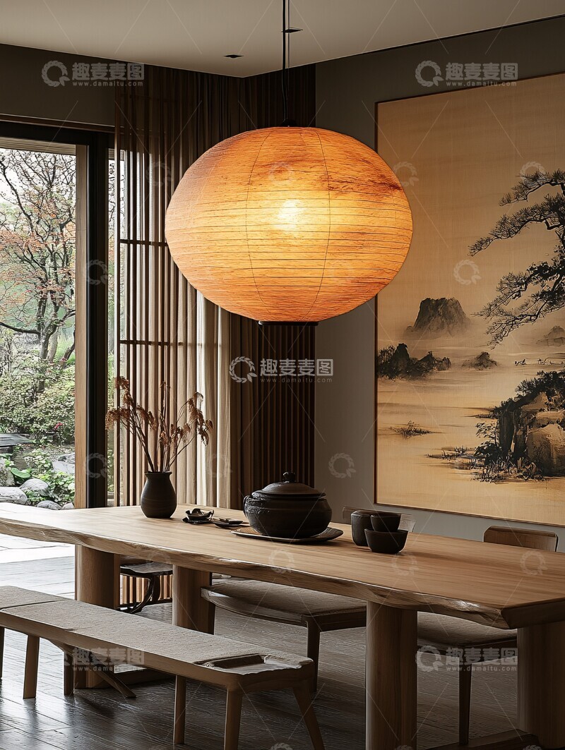 高清大图下载【趣麦麦图】木桌茶席秋景图2