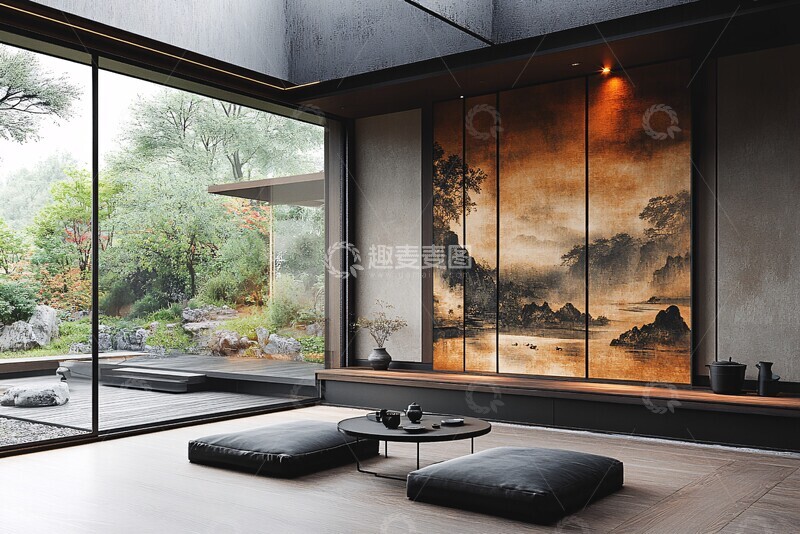 高清大图下载【趣麦麦图】古屏茶室空间2