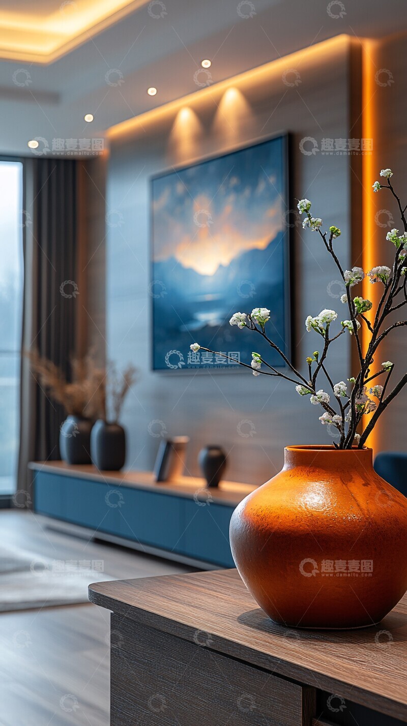 高清大图下载【趣麦麦图】花盆与墙画花盆天花板摄影1