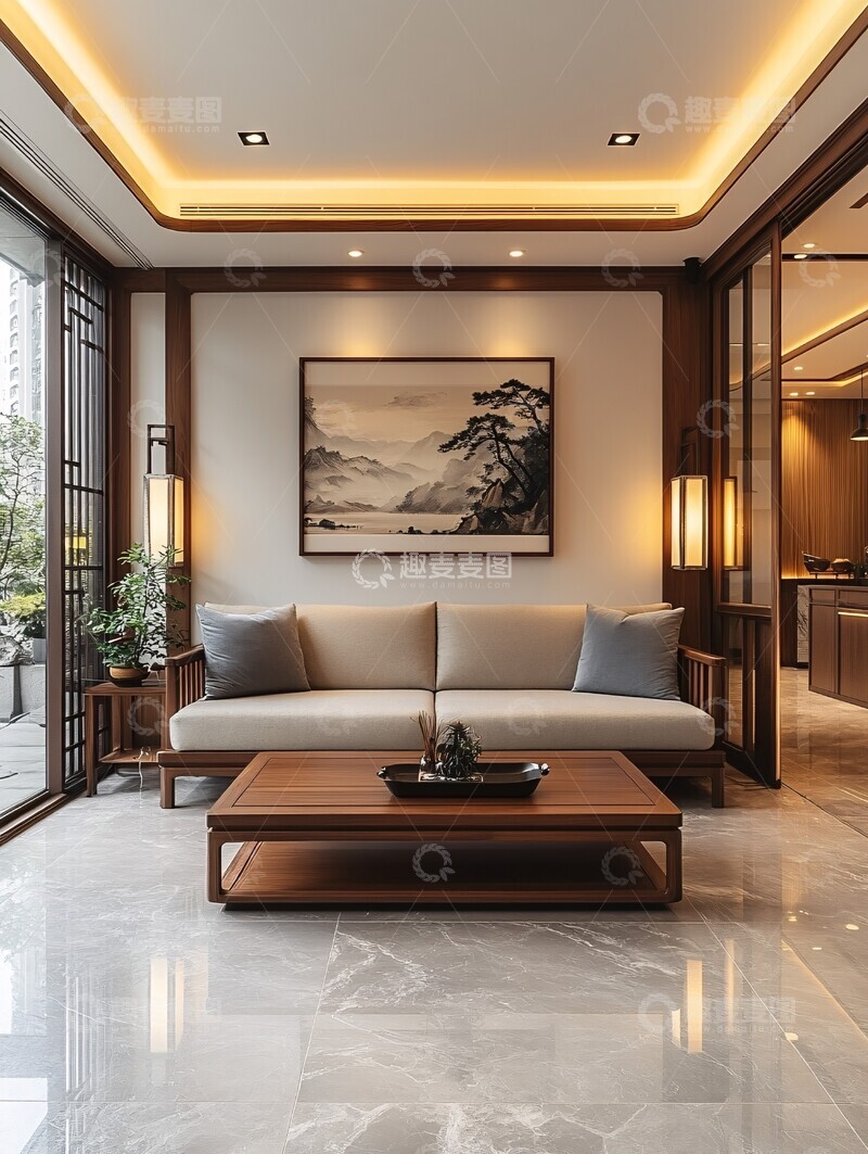 高清大图下载【趣麦麦图】木纹家具客厅设计