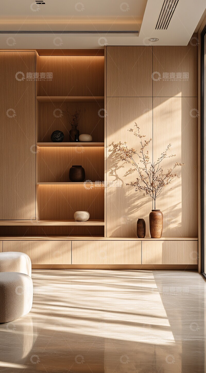 高清大图下载【趣麦麦图】木柜阳光照耀空间1