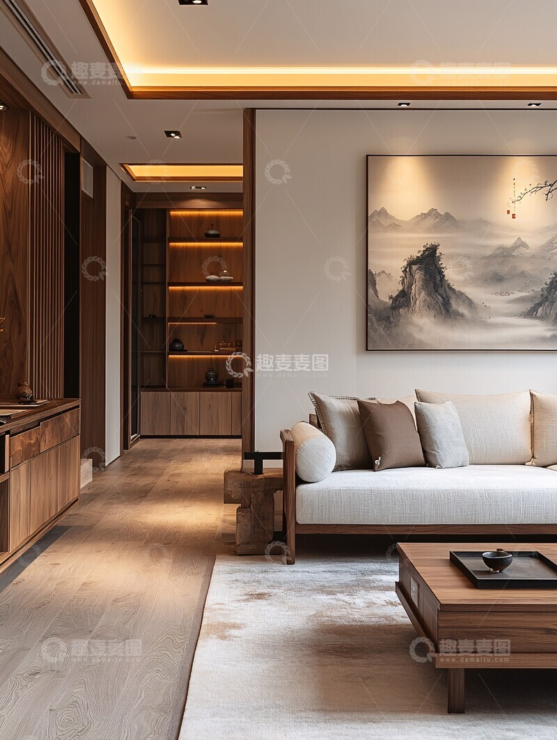 高清大图下载【趣麦麦图】木纹家具客厅设计3