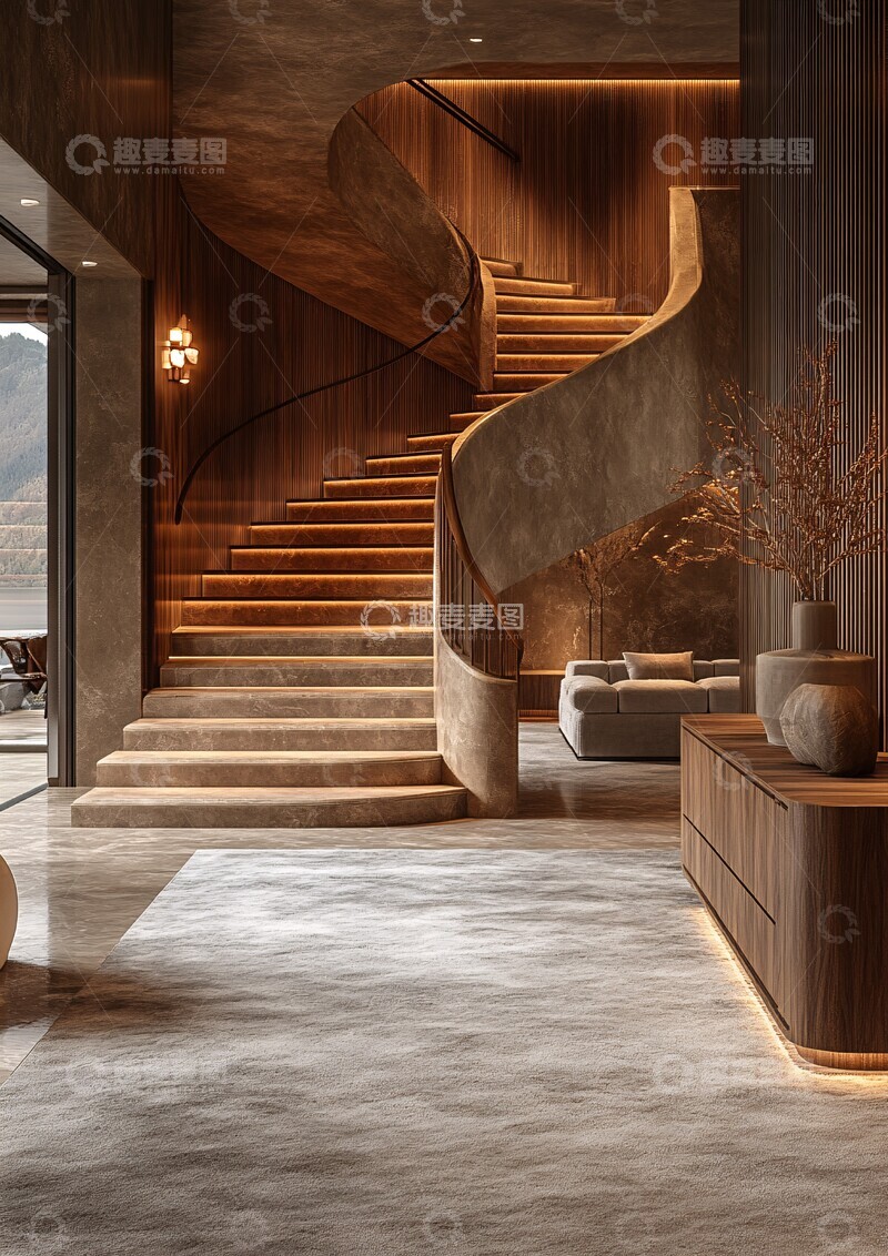 高清大图下载【趣麦麦图】木板墙玻璃门走廊1