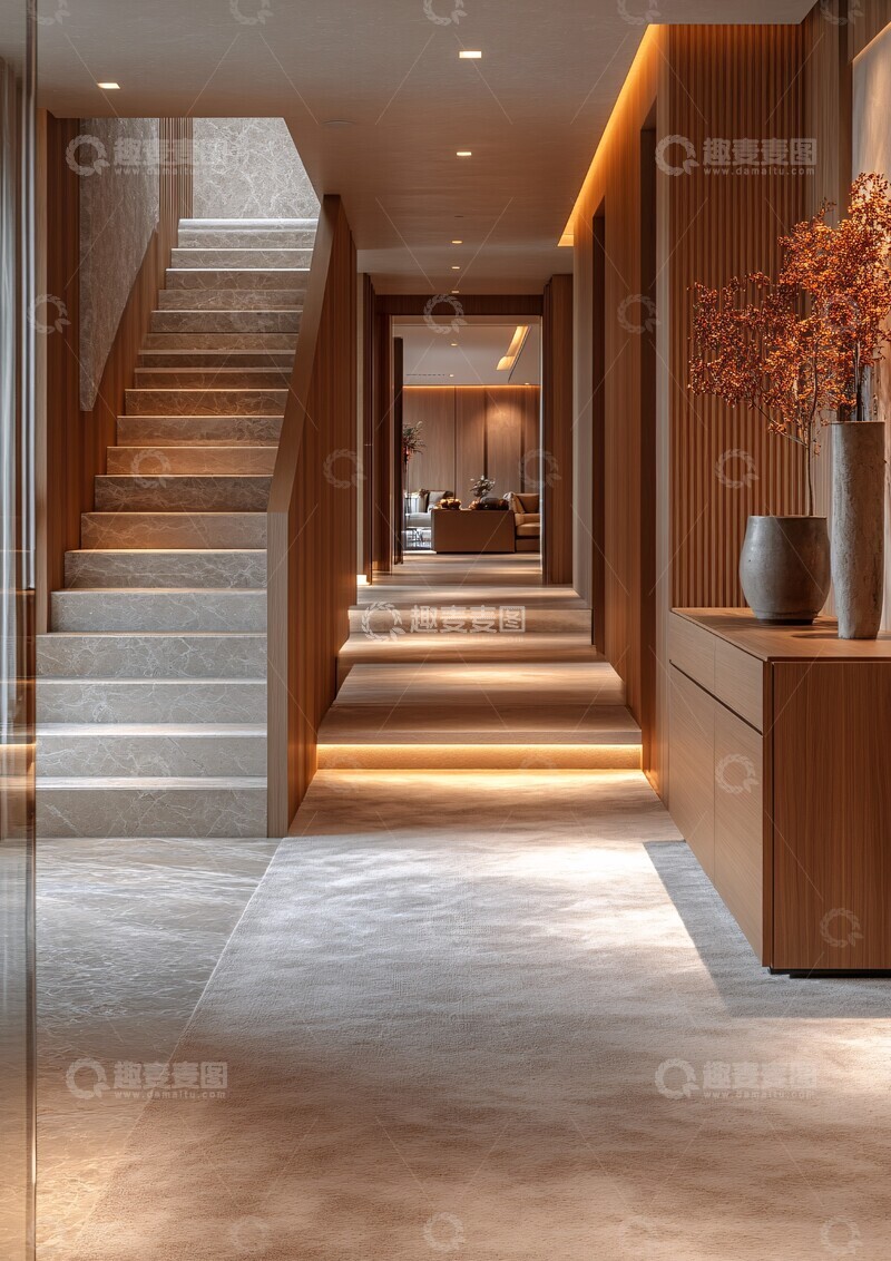 高清大图下载【趣麦麦图】木板墙玻璃门走廊3