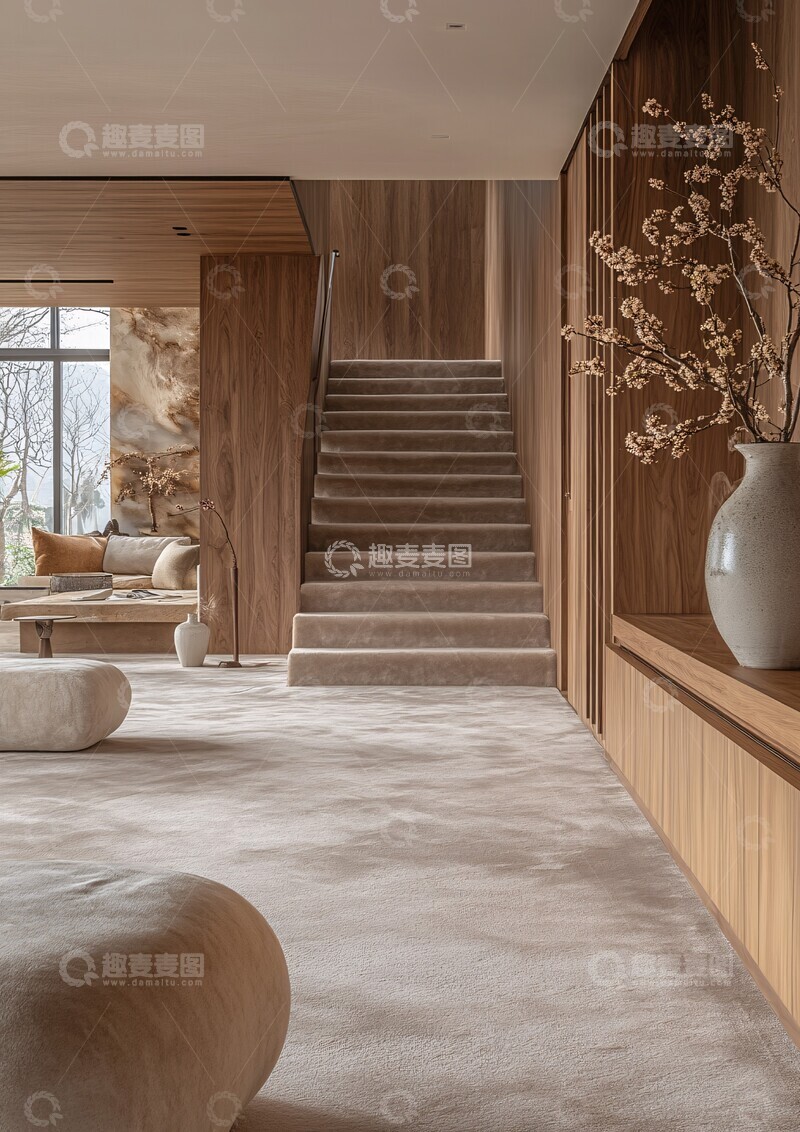 高清大图下载【趣麦麦图】木板墙玻璃门走廊2