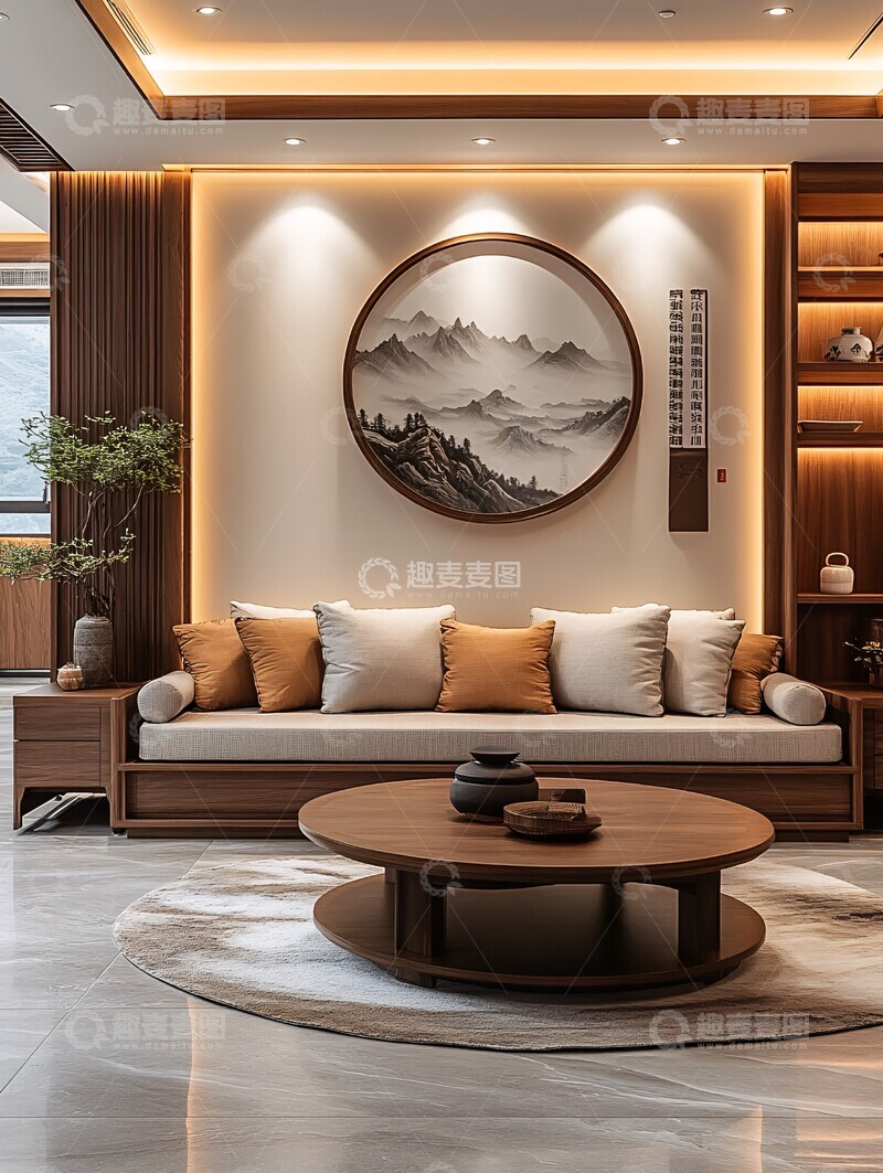 高清大图下载【趣麦麦图】木纹家具客厅设计1