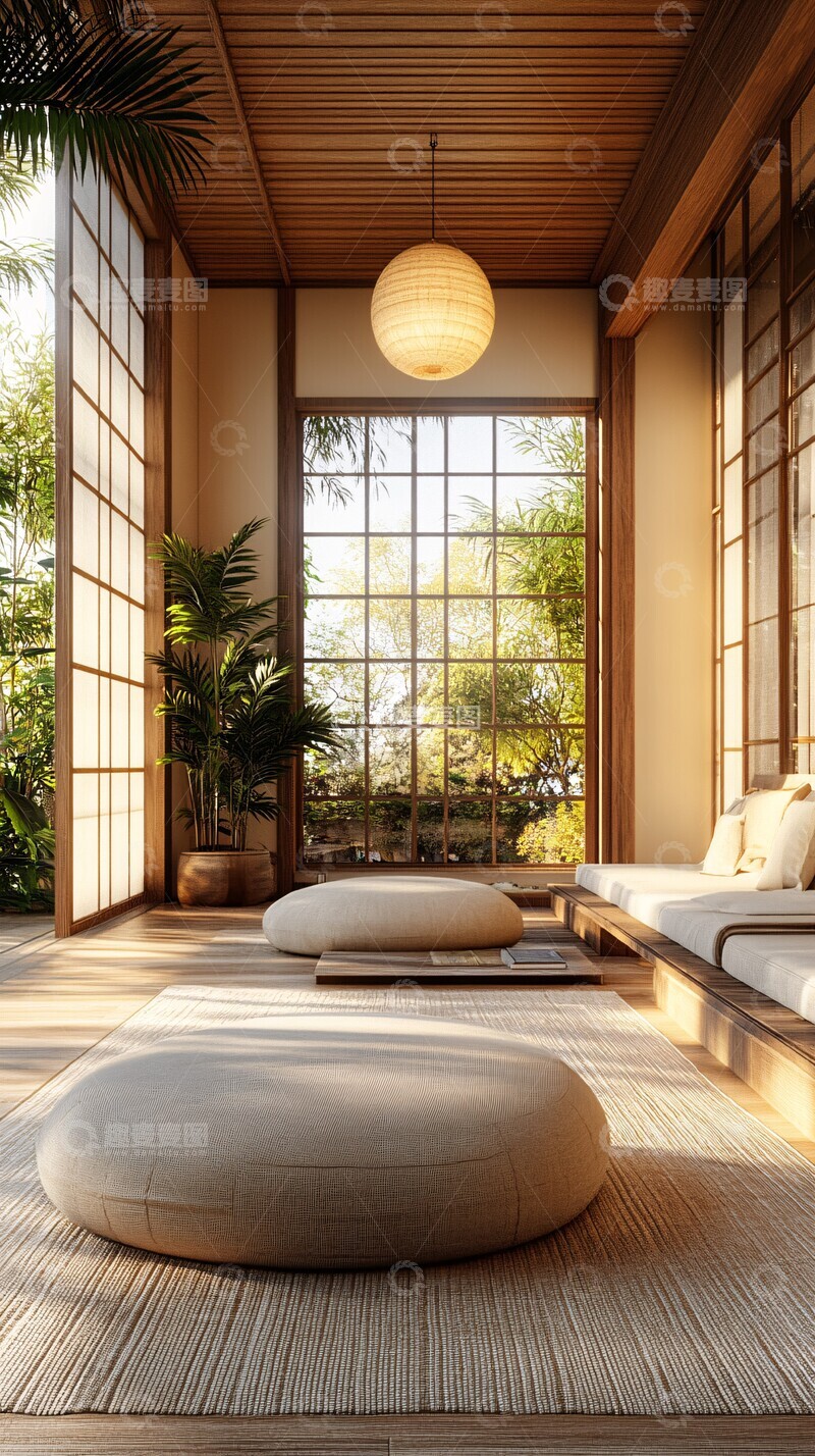 高清大图下载【趣麦麦图】现代日式客厅1