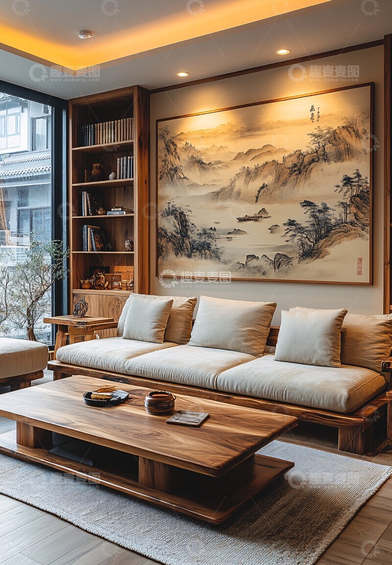 高清大图下载【趣麦麦图】中式简约客厅