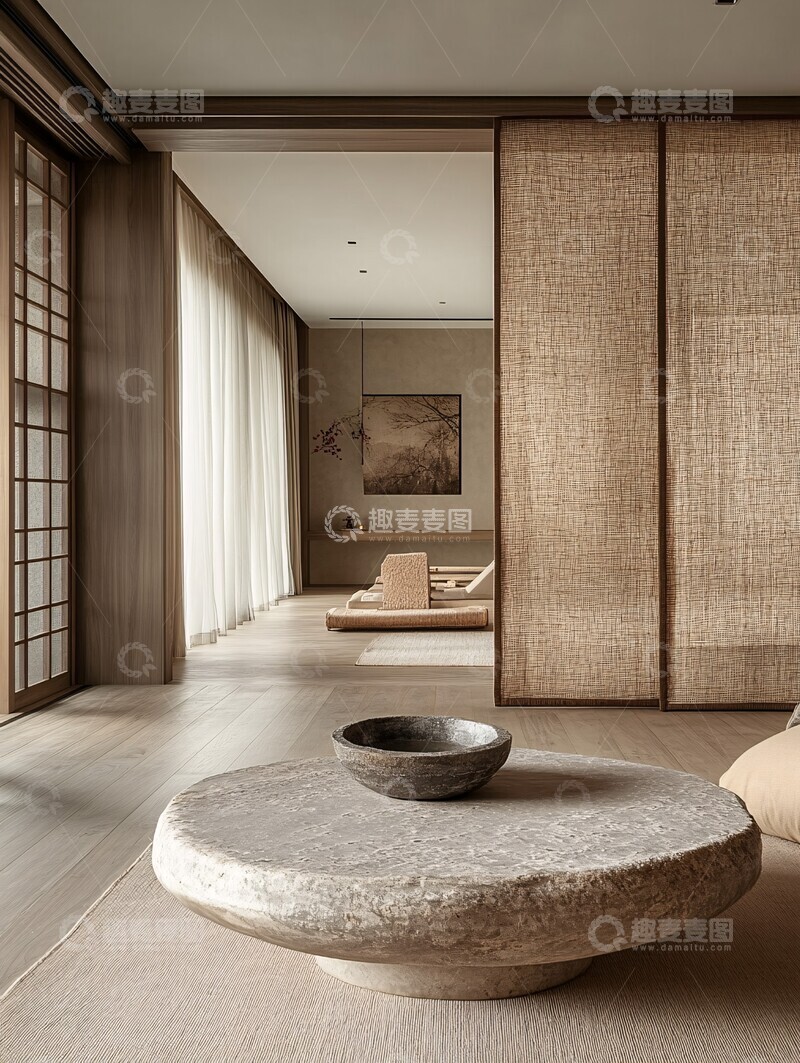 高清大图下载【趣麦麦图】木地板折叠屏风