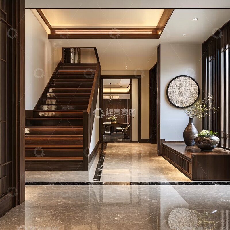 高清大图下载【趣麦麦图】白墙暗木楼梯间2