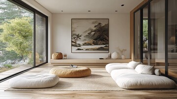 白墙木椅高顶客厅