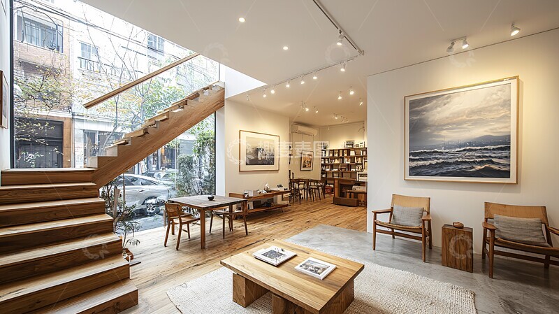 高清大图下载【趣麦麦图】白色墙壁木质家具2