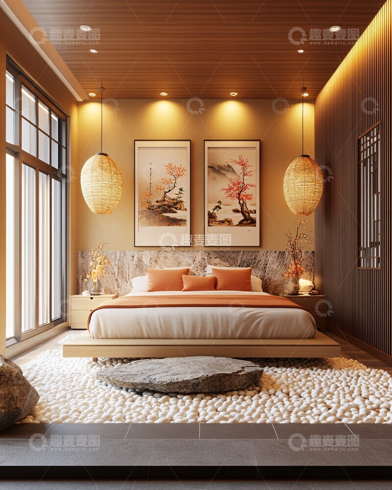 高清大图下载【趣麦麦图】现代中式卧室设计1