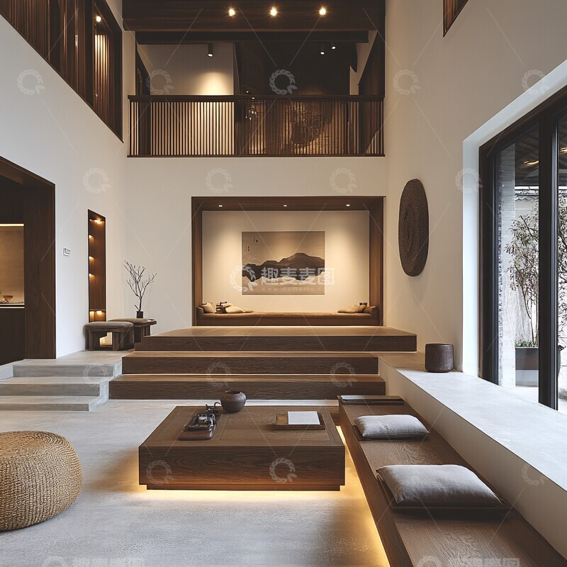 高清大图下载【趣麦麦图】白墙暗木楼梯间