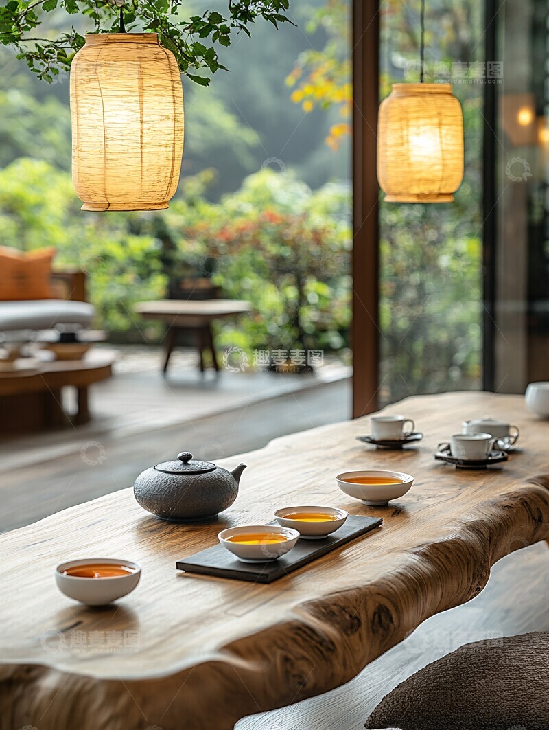 高清大图下载【趣麦麦图】中式茶馆茶桌静景2