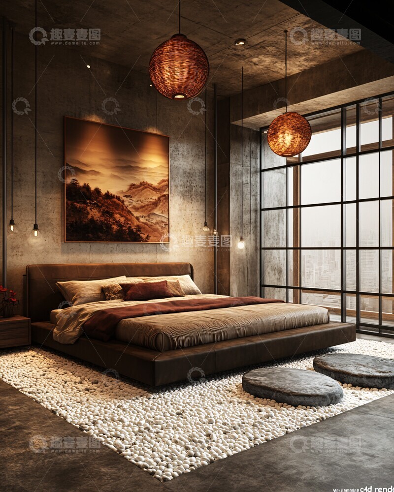 高清大图下载【趣麦麦图】现代中式卧室设计