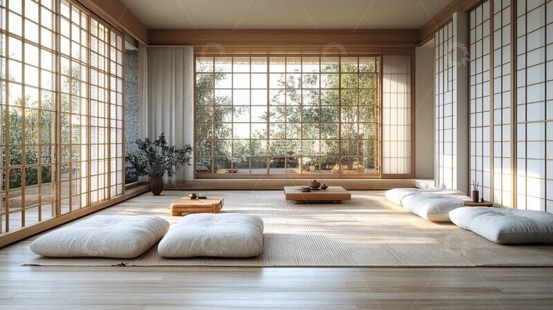 高清大图下载【趣麦麦图】白墙木椅高顶客厅2