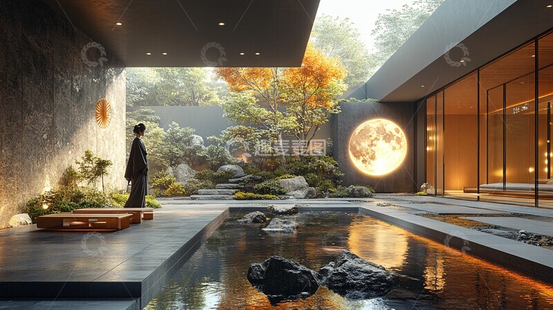 高清大图下载【趣麦麦图】月墙入口灯光设计1