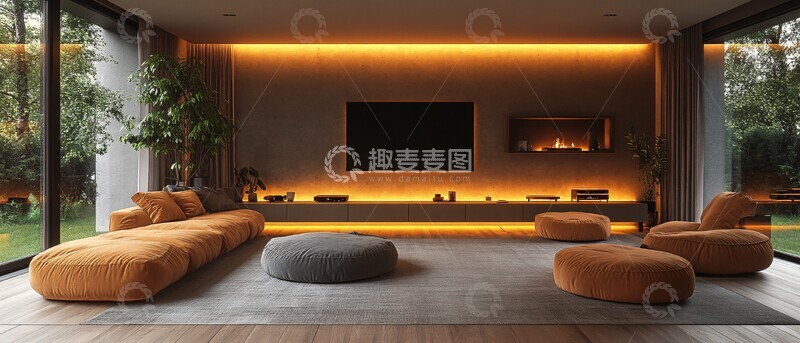 高清大图下载【趣麦麦图】木质温馨客厅设计