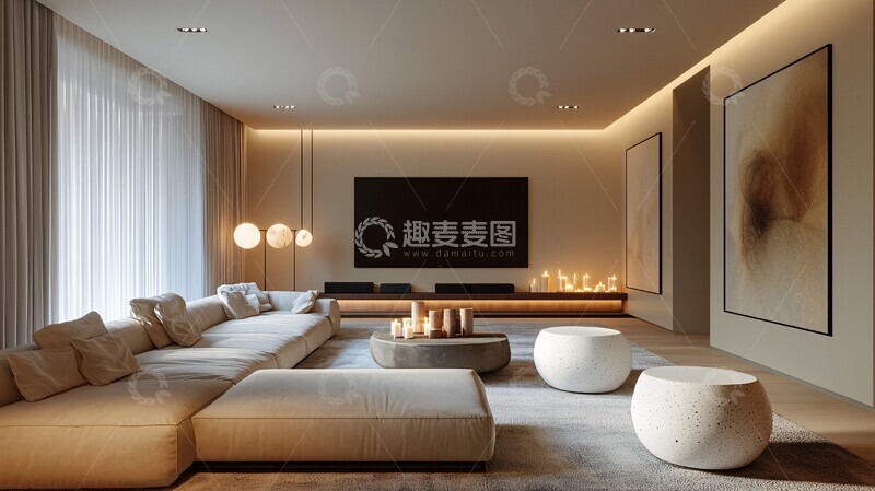 高清大图下载【趣麦麦图】轻奢科技客厅1