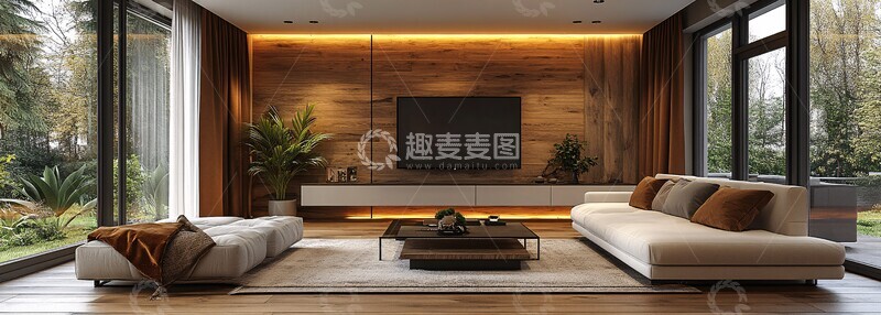 高清大图下载【趣麦麦图】木地板白沙发电视墙