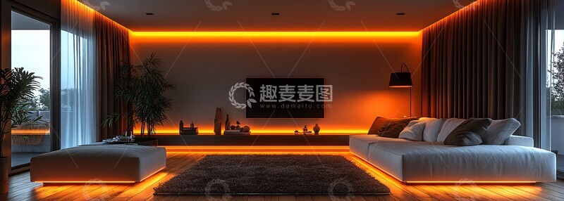 高清大图下载【趣麦麦图】木地板白沙发电视墙2