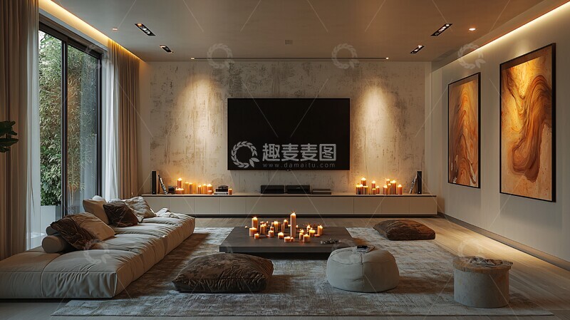 高清大图下载【趣麦麦图】轻奢科技客厅