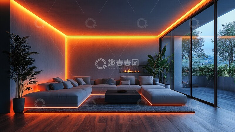 高清大图下载【趣麦麦图】明亮客厅木地板