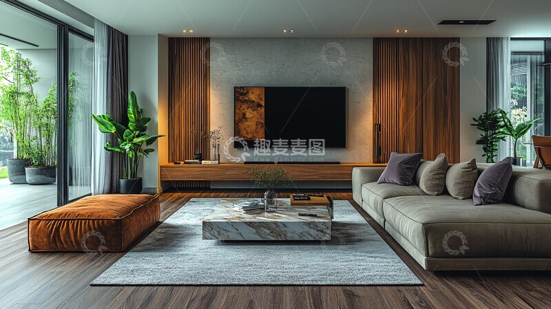 高清大图下载【趣麦麦图】现代客厅木地板浅色调2