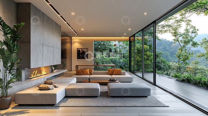 高清大图下载【趣麦麦图】极简客厅自然光1