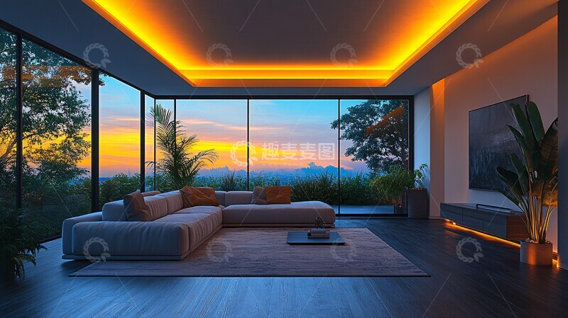 高清大图下载【趣麦麦图】明亮客厅木地板3