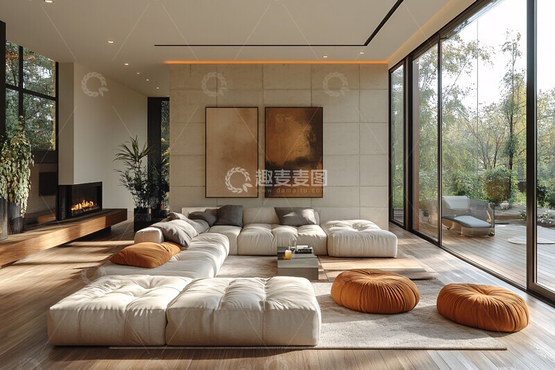 高清大图下载【趣麦麦图】中性色调客厅设计